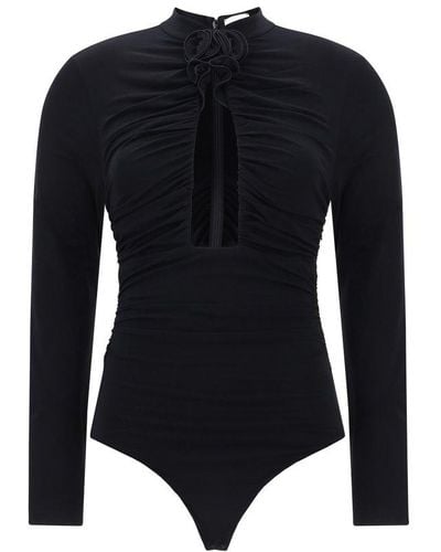 Magda Butrym Gathered High-neck Bodysuit - Black