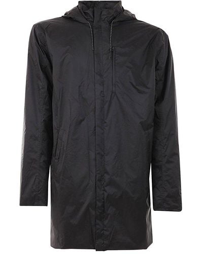 Rains Long-sleeved Drawstring Hooded Coat - Black