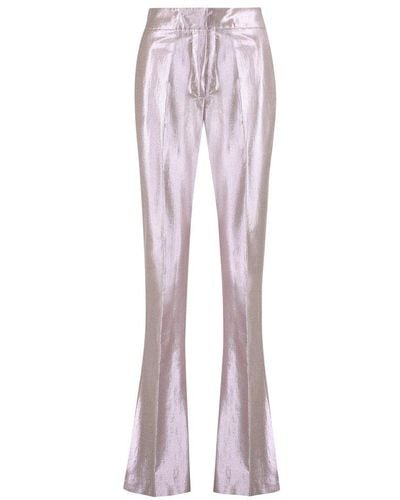 Genny Metallic Effect Flared Trousers - Pink