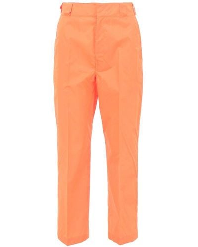 Prada Gabardine Straight Leg Cropped Trousers - Orange