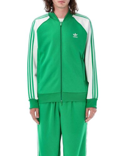 adidas Originals Logo Detailed Zipped Jacket - Green