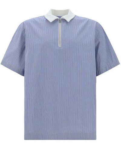 Sacai Striped Polo Shirt - Blue