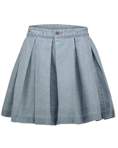 Vetements Pleated Denim Skirt - Blue