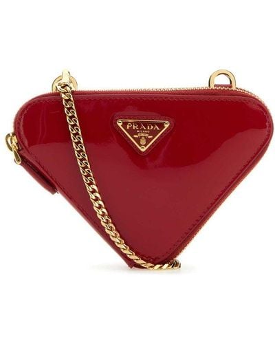 Prada Chain-linked Zipped Handbag - Red