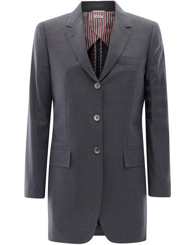 Thom Browne Enlongated Sportcoat With Tonal 4-bar Stripe Detail In Wool - Black