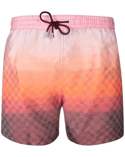 Paul Smith Gradient Check Jacquard Swim Shorts - Pink