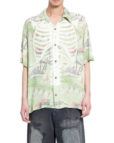 Kapital Skeleton Printed Short Sleeved Shirt - Multicolor