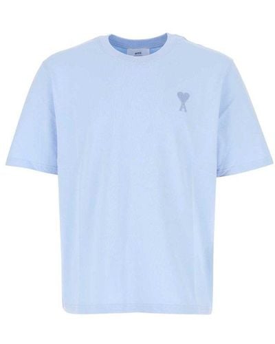 Ami Paris Light Blue Cotton Oversize T-shirt