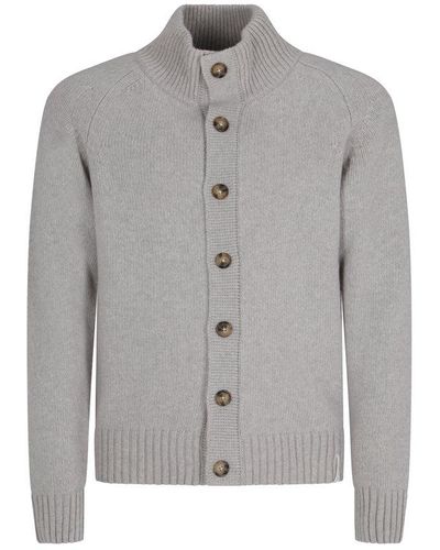 Brooksfield High-neck Buttoned Knitted Cardigan in Blue for Men | Lyst