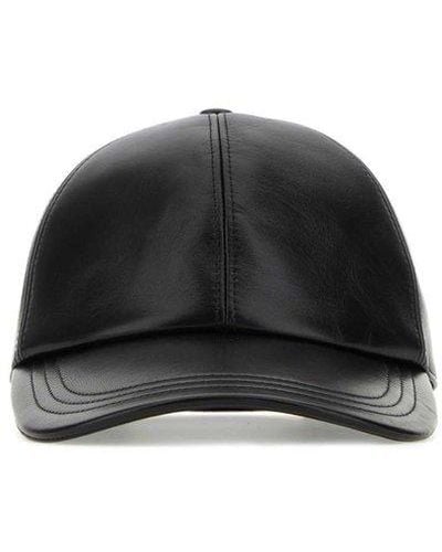 Prada Logo-plaque Leather Baseball Cap - Black