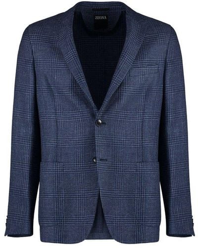 Zegna Single Breasted Tailored Blazer - Blue