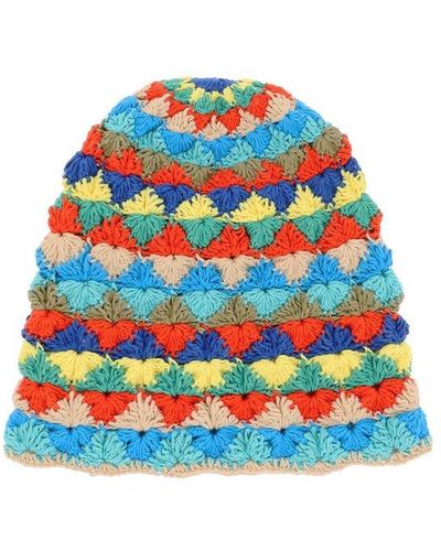Alanui Over The Rainbow Crochet Knitted Hat - Blue