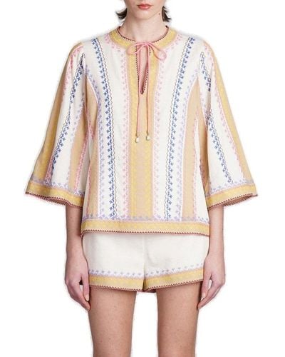 Zimmermann August Embroidered Top - White
