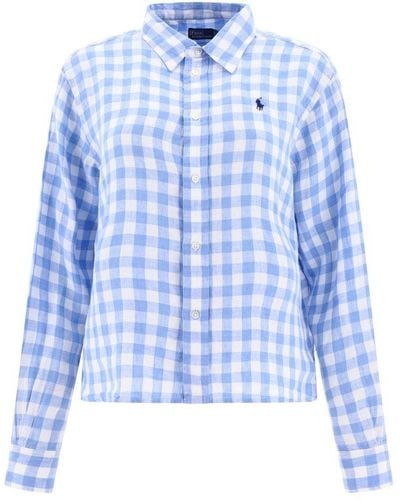 Polo Ralph Lauren Logo Embroidered Checked Shirt - Blue