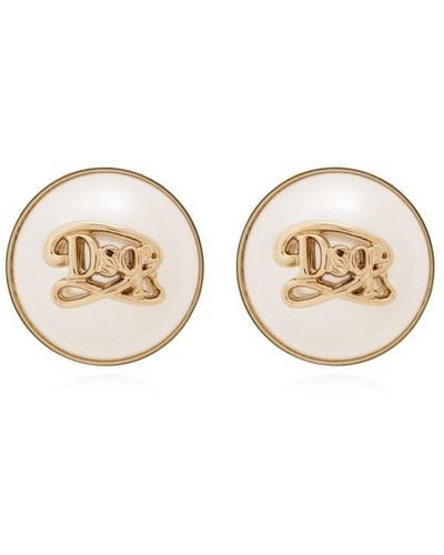 DSquared² Logo Plaque Clip-on Earrings - Natural