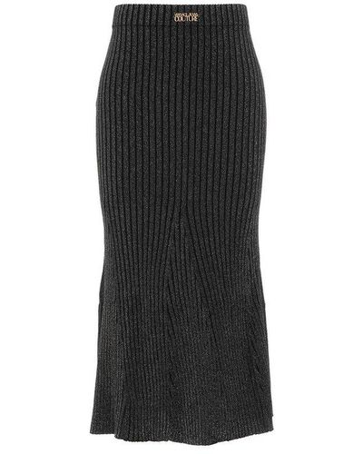 Versace Versace Ribbed Knitted Skirt - Black