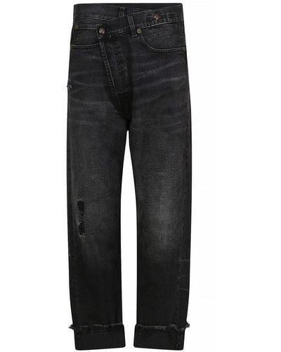 R13 Crossover Cropped Jeans - Black