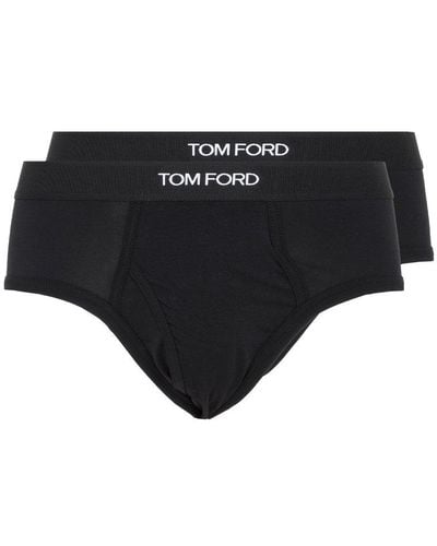 Tom Ford Logo Waistband Pack Of Two Briefs - Black