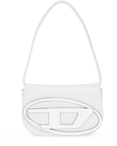 DIESEL 1dr M-iconic Medium Shoulder Bag In Leather - White