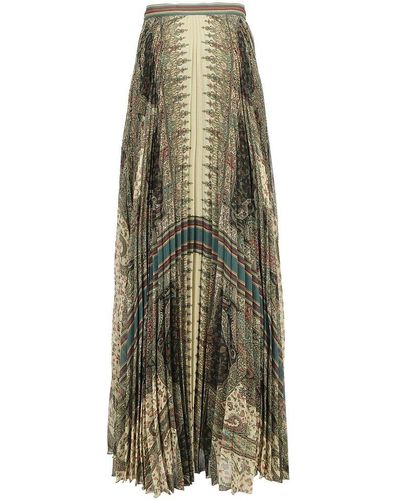Etro Pleated Paisley Print Skirt - Multicolour