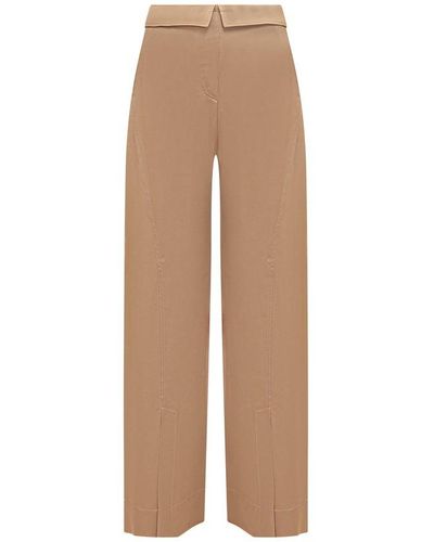 Alberta Ferretti Enver Pants In Viscose Satin - Natural