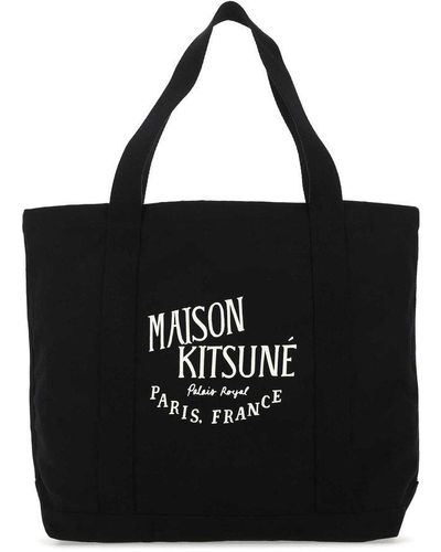 Maison Kitsuné Black Canvas Shopping Bag
