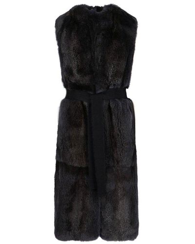 P.A.R.O.S.H. Belted Fur Gilet - Grey