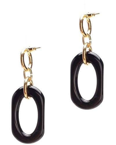 Marni Hoop Drop Earrings - Black