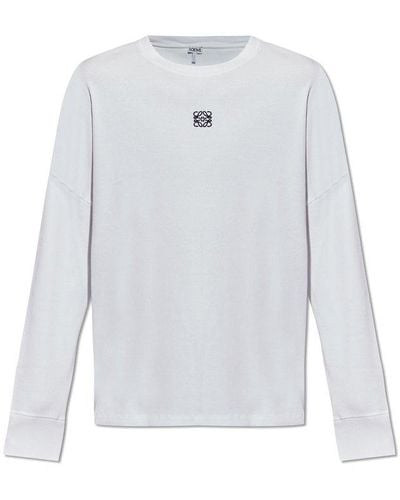 Loewe Ribbed T-shirt With Logo, - White