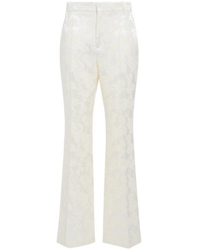 Chloé Pantalone Ricamato In Lana E Seta Bianco - White