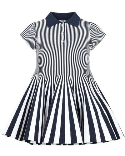 Loewe Striped Crepe Mini Dress - Blue