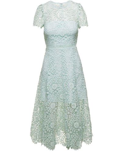 Self-Portrait Lace-detail Midi Dress - Blue