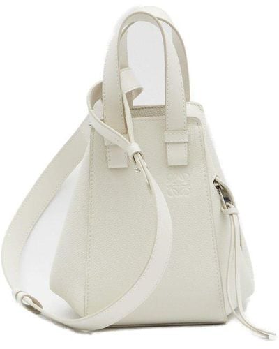 Loewe Hammock Compact Leather Tote Bag - White