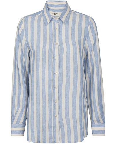 Weekend by Maxmara Striped Long-sleeved Shirt - Blue