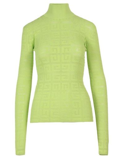Givenchy 4g Jacquard Turtleneck Long-sleeved Top - Yellow