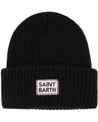 Mc2 Saint Barth Logo Patch Knitted Beanie - Black