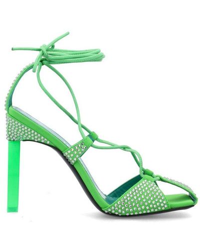 The Attico Adele Embellished Square-toe Sandals - Green