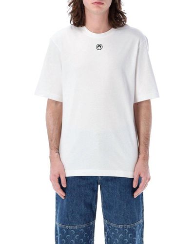 Marine Serre Organic Cotton Jersey Plain T-Shirt - White