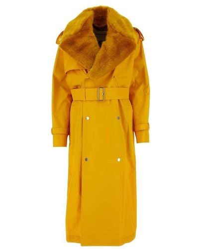 Burberry Kennington Oversized Gabardine Trench Coat - Yellow