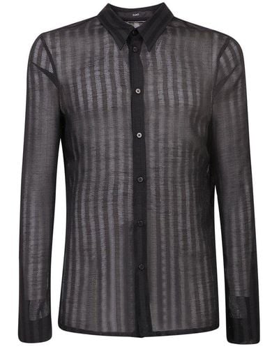 SAPIO Buttoned Striped Long-sleeved Shirt - Black