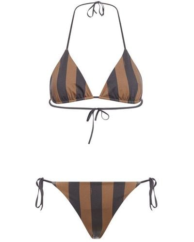 Fendi Reversible Striped Bikini Set - White