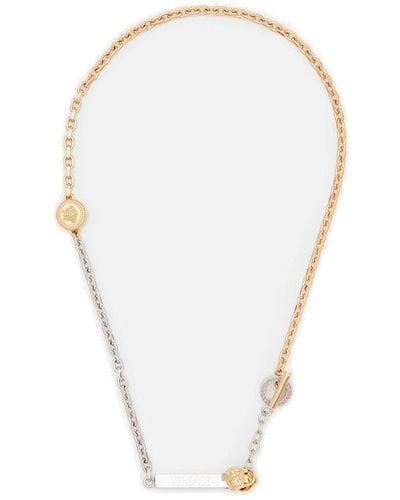 Versace Logo-engraved Two-toned Necklace - White