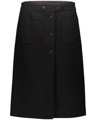 Courreges Low Rise A-line Midi Skirt - Black