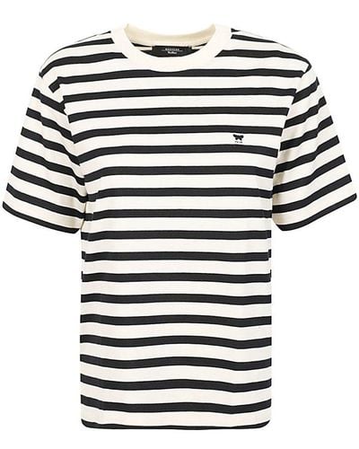 Weekend by Maxmara Logo Embroidered Striped T-shirt - Blue