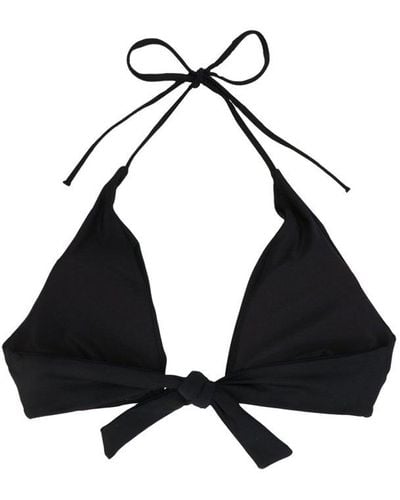Karl Lagerfeld Logo Embroidered Bikini Top - Black