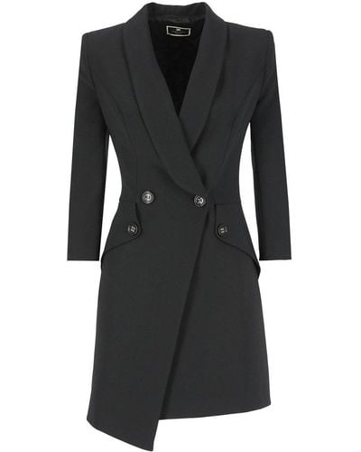 Elisabetta Franchi Asymmetric Mini Blazer Dress - Black