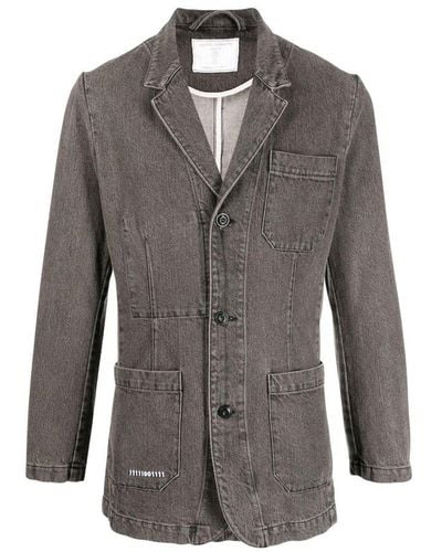 Societe Anonyme Number Embroidered Single-breasted Blazer - Brown