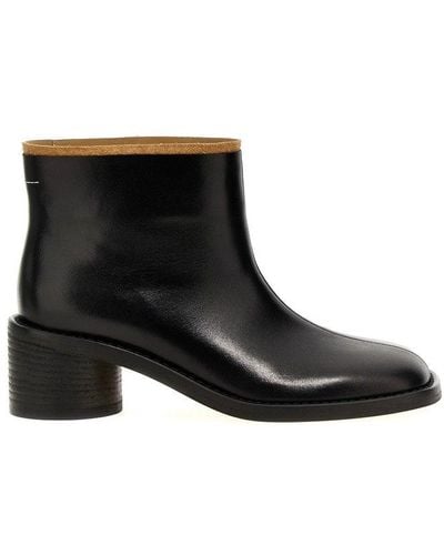 MM6 by Maison Martin Margiela Square Toe Ankle Boots Boots, Ankle Boots - Black