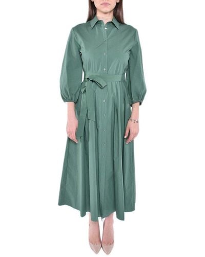 Weekend by Maxmara Buttoned Belted Long-sleeved Dress - Green