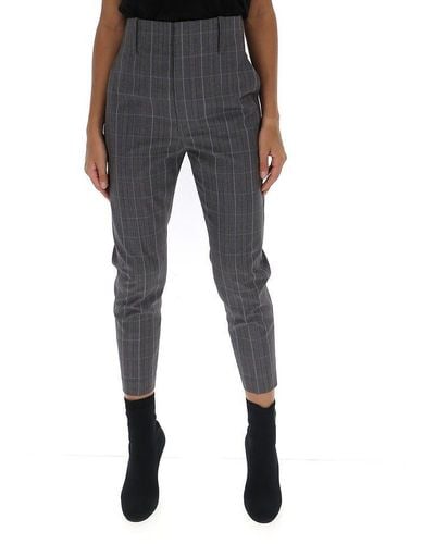 Isabel Marant Cropped Plaid Trousers - Grey